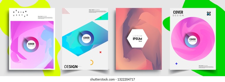 Modern abstract covers set. Cool gradient shapes composition, shapes, geometric elements. Applicable for placards, brochures, posters, covers and banners