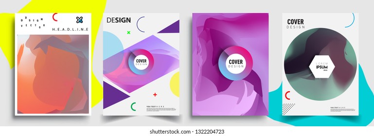 Modern abstract covers set. Cool gradient shapes composition, shapes, geometric elements. Applicable for placards, brochures, posters, covers and banners