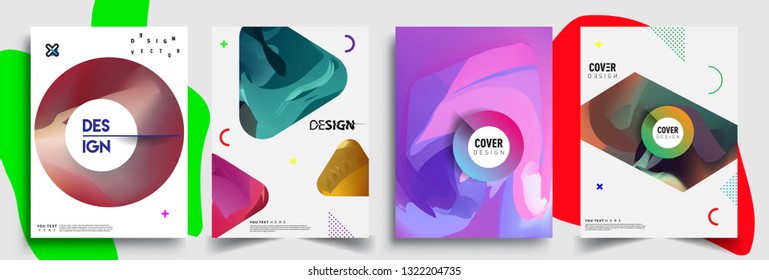 Modern abstract covers set. Cool gradient shapes composition, shapes, geometric elements. Applicable for placards, brochures, posters, covers and banners
