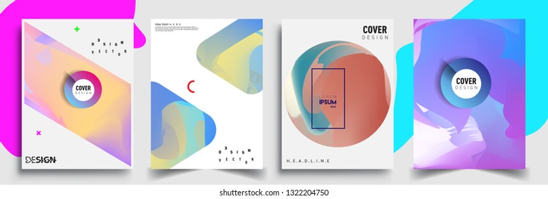 Modern abstract covers set. Cool gradient shapes composition, shapes, geometric elements. Applicable for placards, brochures, posters, covers and banners