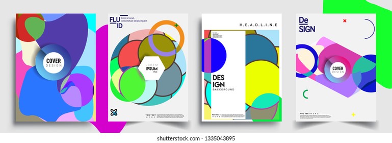 Modern abstract covers set. Cool gradient shapes composition, vector covers design.