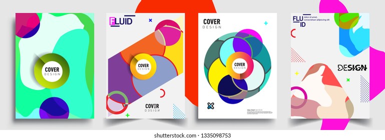 Modern abstract covers set. Cool gradient shapes composition, vector covers design.