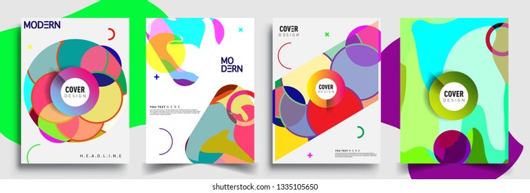 Modern abstract covers set. Cool gradient shapes composition, vector covers design.