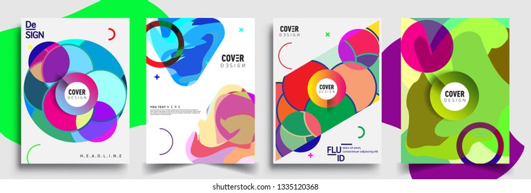 Modern abstract covers set. Cool gradient shapes composition, vector covers design.