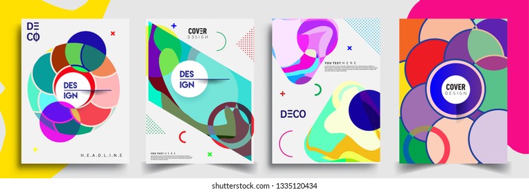 Modern abstract covers set. Cool gradient shapes composition, vector covers design.