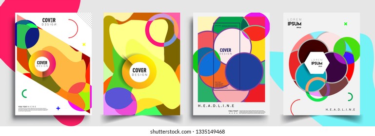 Modern abstract covers set. Cool gradient shapes composition, vector covers design.