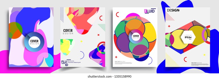 Modern abstract covers set. Cool gradient shapes composition, vector covers design.