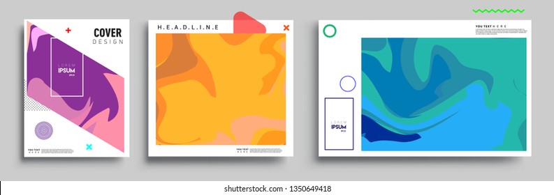 Modernes abstraktes Cover Set. Cool Farbverlauf-Formen Zusammensetzung, Vektorgrafik-Design.