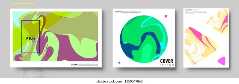 Modern abstract covers set. Cool gradient shapes composition, shapes, geometric elements. Applicable for placards, brochures, posters, covers and banners.