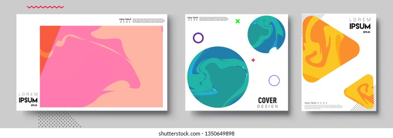 Modern abstract covers set. Cool gradient shapes composition, shapes, geometric elements. Applicable for placards, brochures, posters, covers and banners.