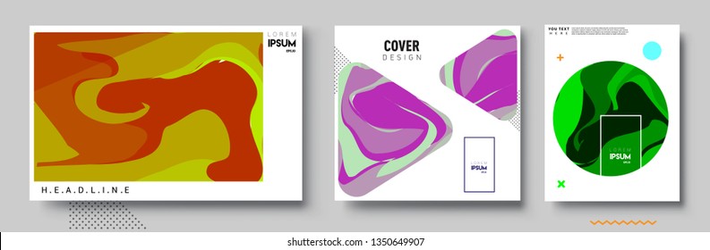 Modern abstract covers set. Cool gradient shapes composition, shapes, geometric elements. Applicable for placards, brochures, posters, covers and banners.