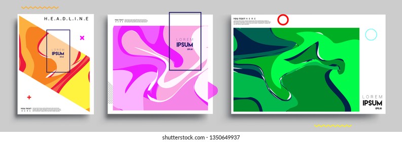 Modern abstract covers set. Cool gradient shapes composition, shapes, geometric elements. Applicable for placards, brochures, posters, covers and banners.