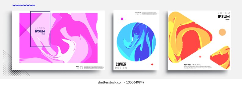 Modern abstract covers set. Cool gradient shapes composition, shapes, geometric elements. Applicable for placards, brochures, posters, covers and banners.