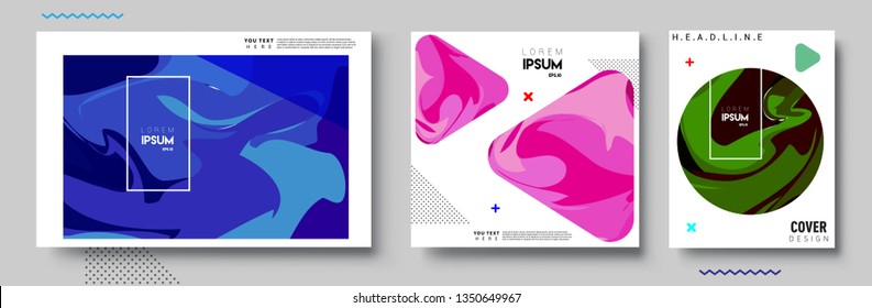 Modern abstract covers set. Cool gradient shapes composition, shapes, geometric elements. Applicable for placards, brochures, posters, covers and banners.