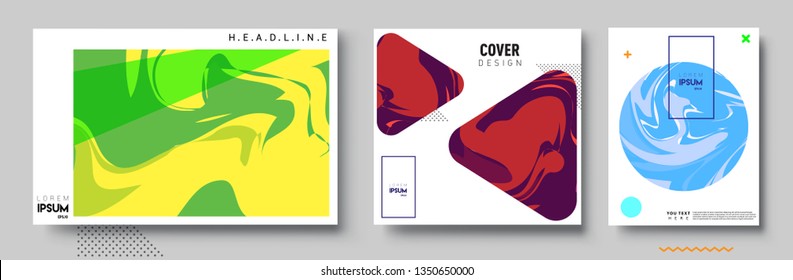 Modern abstract covers set. Cool gradient shapes composition, shapes, geometric elements. Applicable for placards, brochures, posters, covers and banners.