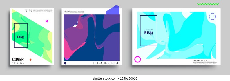 Modern abstract covers set. Cool gradient shapes composition, shapes, geometric elements. Applicable for placards, brochures, posters, covers and banners.