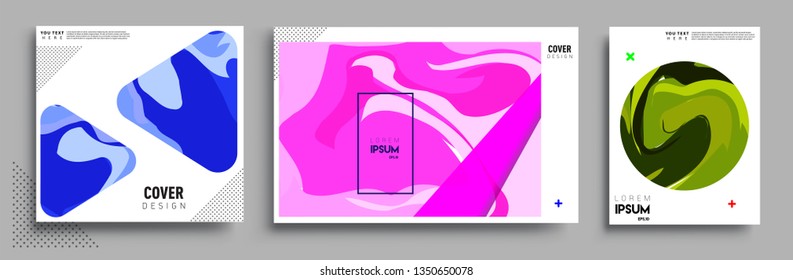 Modern abstract covers set. Cool gradient shapes composition, shapes, geometric elements. Applicable for placards, brochures, posters, covers and banners.