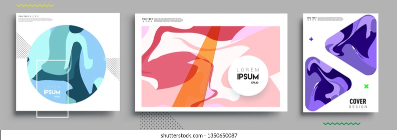 Modern abstract covers set. Cool gradient shapes composition, shapes, geometric elements. Applicable for placards, brochures, posters, covers and banners.
