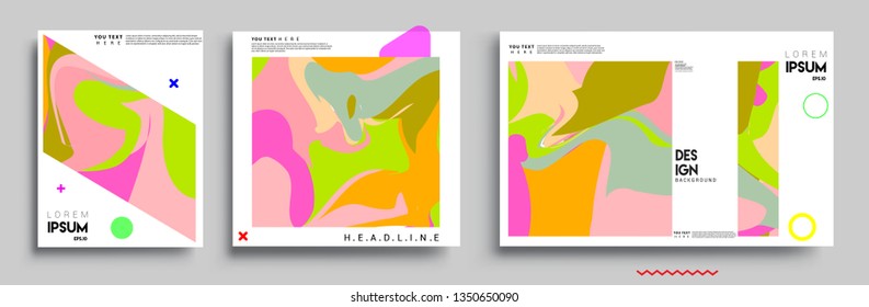 Modern abstract covers set. Cool gradient shapes composition, shapes, geometric elements. Applicable for placards, brochures, posters, covers and banners.