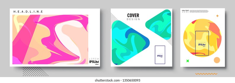 Modern abstract covers set. Cool gradient shapes composition, shapes, geometric elements. Applicable for placards, brochures, posters, covers and banners.