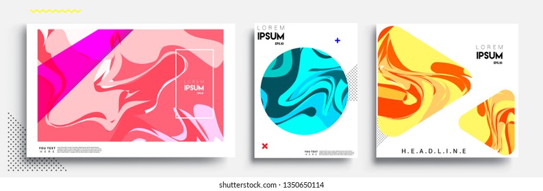 Modern abstract covers set. Cool gradient shapes composition, shapes, geometric elements. Applicable for placards, brochures, posters, covers and banners.