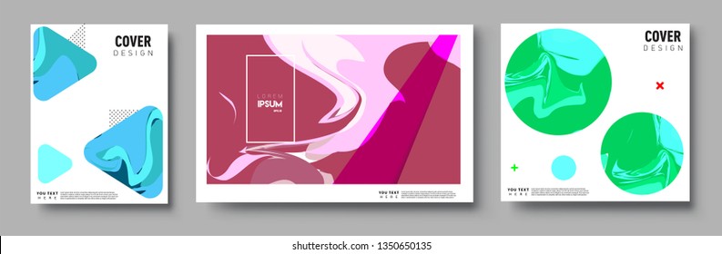 Modern abstract covers set. Cool gradient shapes composition, shapes, geometric elements. Applicable for placards, brochures, posters, covers and banners.