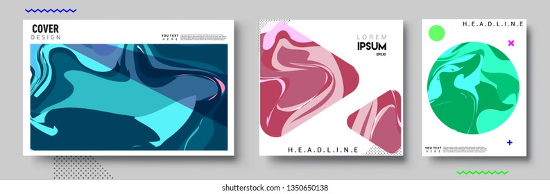 Modern abstract covers set. Cool gradient shapes composition, shapes, geometric elements. Applicable for placards, brochures, posters, covers and banners.