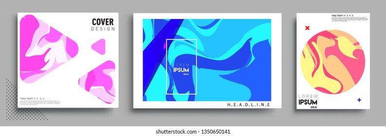 Modern abstract covers set. Cool gradient shapes composition, shapes, geometric elements. Applicable for placards, brochures, posters, covers and banners.