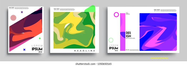 Modern abstract covers set. Cool gradient shapes composition, shapes, geometric elements. Applicable for placards, brochures, posters, covers and banners.
