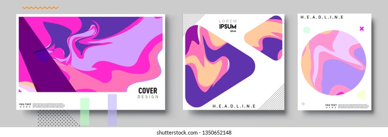 Modern abstract covers set. Cool gradient shapes composition, vector covers design.