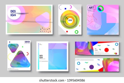 Modern abstract covers set. Cool gradient shapes composition, vector covers design. Applicable for Banners, Placards, Posters, Flyers