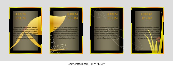 Modern abstract covers set. Cool Gradient gold effect and leaf gold. 