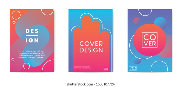 Modern abstract covers set. Cool gradient geometric art vector