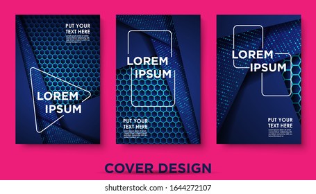 Cover Design Template Set mit abstraktem blauen Hexagon modernen Farbverlauf-Stil auf dem Hintergrund für Dekorations-Präsentation, Broschüre, Katalog, Poster, Buch, Magazin etc. Vektorillustration Illustration
