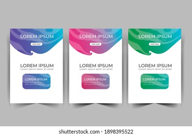 Modern abstract covers set. Cool gradient shapes composition. Fluid poster Futuristic design. Eps10 vector.