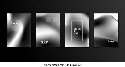 Modern abstract covers set. Cool gradient shapes composition. Black and white.  Eps10 vector. 