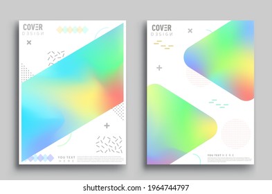 Modern abstract covers set. Cool gradient shapes composition, Art template design for invitation card, front page, mockup brochure theme style, banner idea, book cover, booklet print.