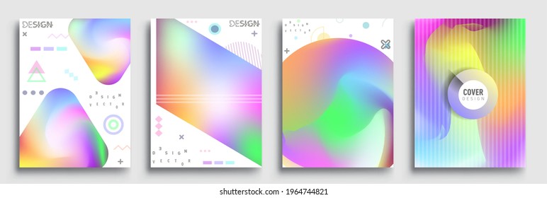 Modern abstract covers set. Cool gradient shapes composition, Art template design for invitation card, front page, mockup brochure theme style, banner idea, book cover, booklet print.