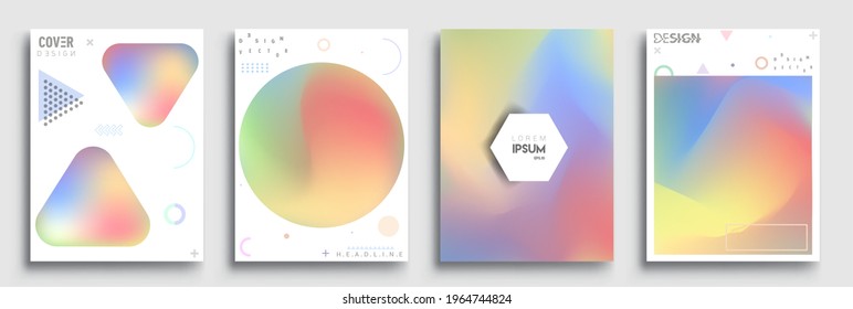 Modern abstract covers set. Cool gradient shapes composition, Art template design for invitation card, front page, mockup brochure theme style, banner idea, book cover, booklet print.