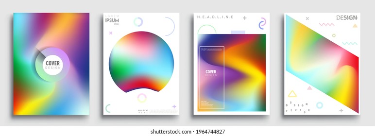 Modern abstract covers set. Cool gradient shapes composition, Art template design for invitation card, front page, mockup brochure theme style, banner idea, book cover, booklet print.