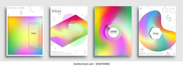 Modern abstract covers set. Cool gradient shapes composition, Art template design for invitation card, front page, mockup brochure theme style, banner idea, book cover, booklet print.