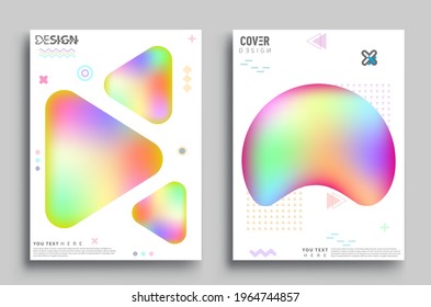 Modern abstract covers set. Cool gradient shapes composition, Art template design for invitation card, front page, mockup brochure theme style, banner idea, book cover, booklet print.