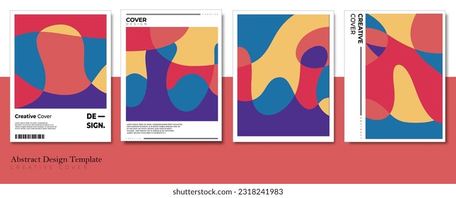Modern abstract covers set. Cool gradient shapes composition, vector covers design. wave retro colorful pattern