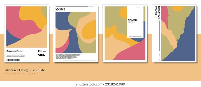 Fundas abstractas modernas. Composición de formas de gradiente frío, diseño de cubiertas vectoriales. Color del patrón japonés