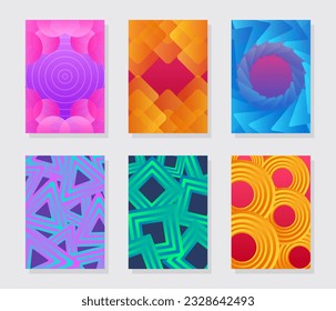 Fundas abstractas modernas. Composición de formas de degradado frío.
