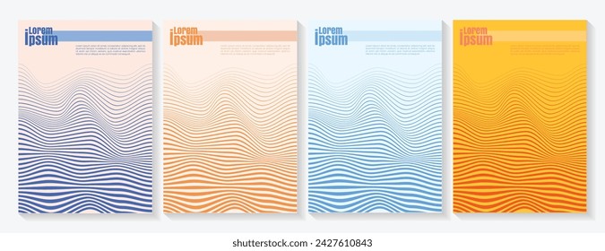 Modern abstract covers set. Cool gradient shapes composition. Eps10 vector. Modern covers with colorful twisting shapes. Trendy minimal design. Abstract background with contrast colors.