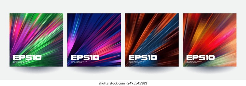 Conjunto de cubiertas abstractas modernas. Composición de gradiente frío. Vector Eps10.