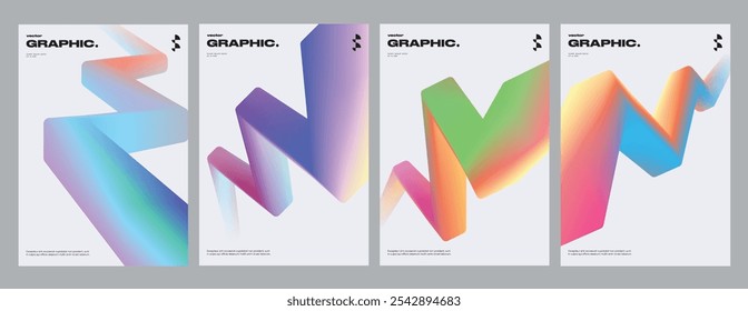 Modern abstract covers set. Cool gradient shapes composition. Futuristic design. 
