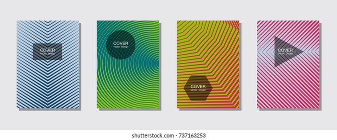 Modern abstract covers set. Cool gradient shapes composition. Futuristic design. Covers templates set with graphic geometric shape elements. Placards, brochures, posters, banners vector set.