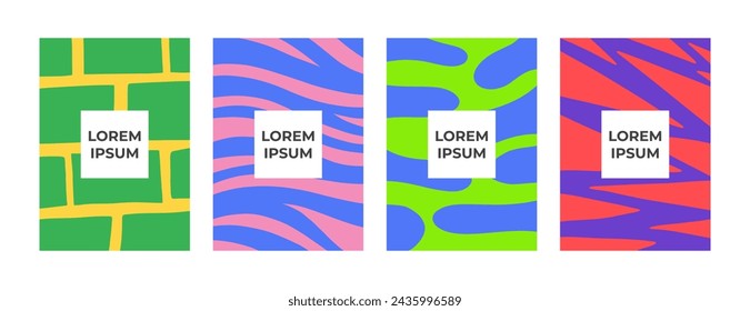Modern abstract covers set. Doodle childish design for notebook or poster